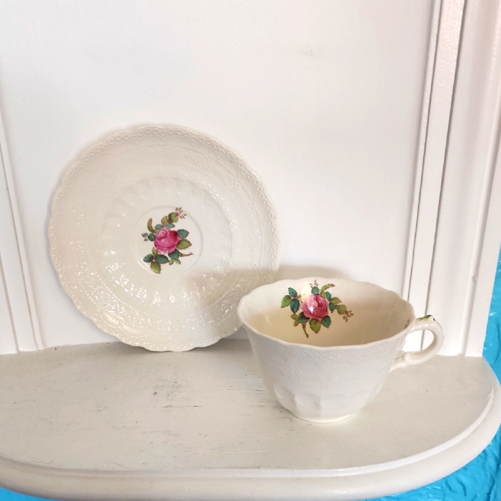 Spode’s Billingsley Rose Vintage Cup and Saucer / Spode’s Jewel Copeland